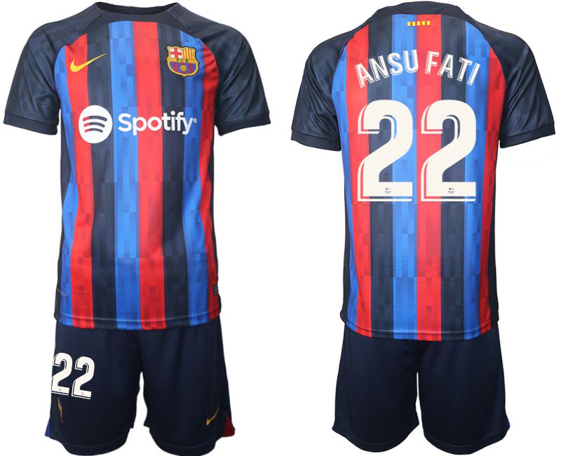 Men 2022-2023 Club Barcelona home blue 22 Soccer Jersey